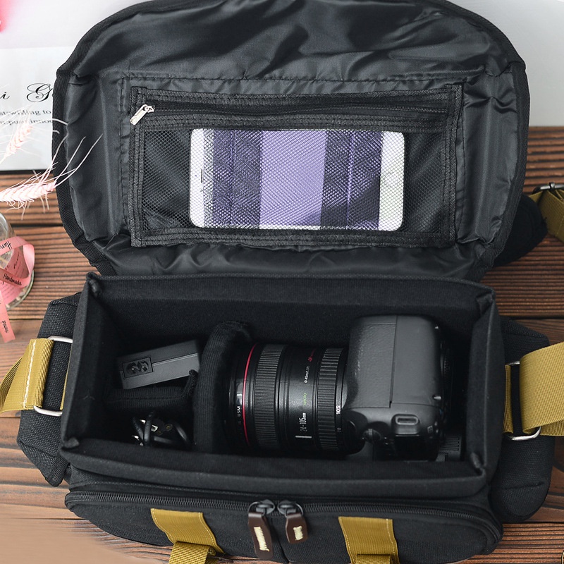 กระเป๋าสะพายไหล่ ผ้าแคนวาส ขนาดใหญ่ สําหรับใส่กล้อง Canon SLR