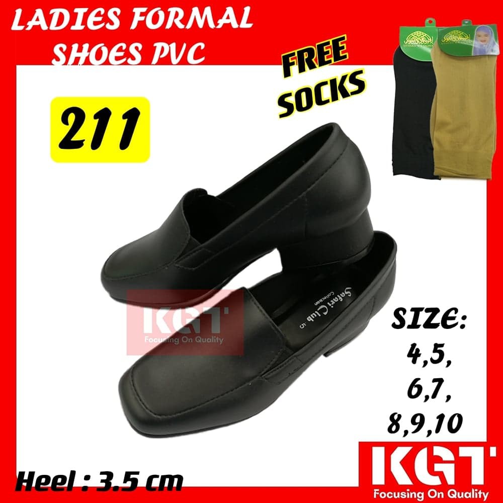 FORMAL FLAT PEREMPUAN HITAM 211 LADIES FORMAL รองเท้า KASUT OFFICE KASUT KULTIC PEREMPUAN หนัง PVC U