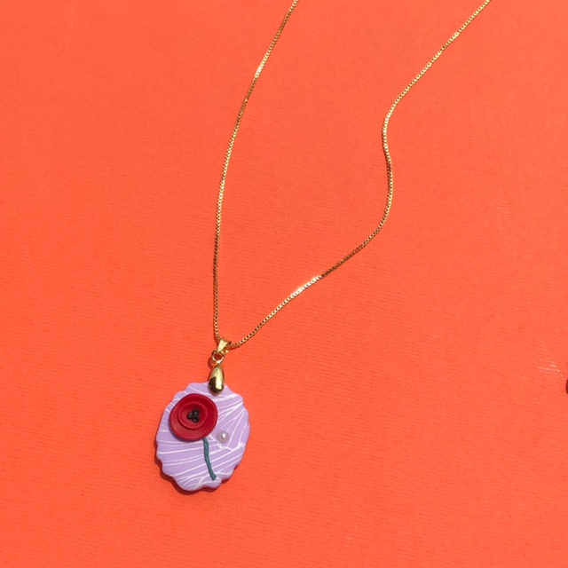 สร้อยคอดินโพลิเมอร์ – Lavender Poppy PYP12