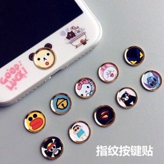 [ซื้อ 5 แถม 1] ขายดี สติกเกอร์ติดปุ่มสแกนลายนิ้วมือ ลายการ์ตูน สําหรับ Iphone 7 8plus i5s ipadPRO Apple 6shome