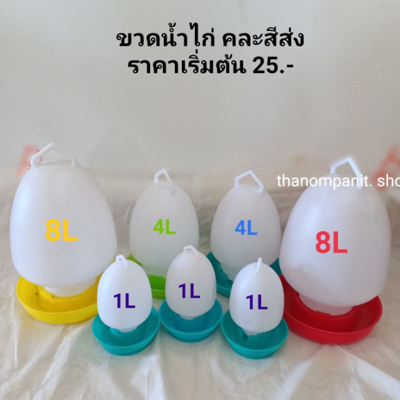 ขวดน้ำไก่ ที่ใส่น้ำสำหรับเลี้ยงไก่ กระติกน้ำไก่ ถังน้ำไก่ คละสีส่ง พร้อมส่ง!