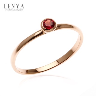 Lenya Jewelry แหวนเงินแท้ 925 ชุปทองพิงค์โกลด์ ประด้วยพลอย สีม่วงอมแดง Rhodolite ดีไซน์เล็กๆ