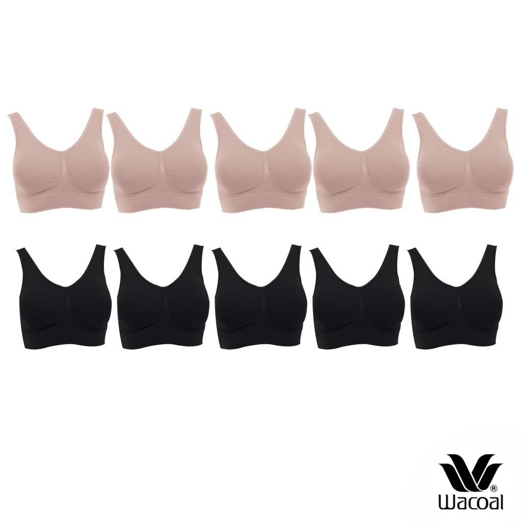 Wacoal Surprise Seamless Bra set 10 ชิ้น เสื้อชั้นใน ทอไร้ตะเข็บ แบบสวมหัว รุ่น WH9C24 สีเบจ (BE)/ ส