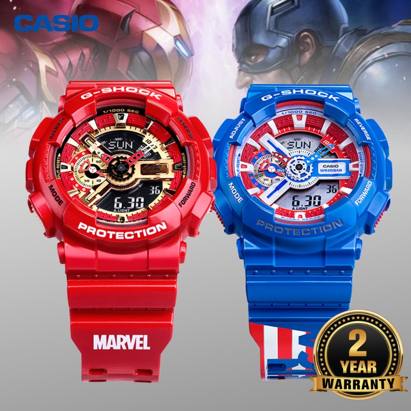 Casi*o G-SHOCK GA-110 นาฬิกาสปอร์ตยูนิคอร์นกันดั้ม Avengers Marvel กัปตันอเมริกา Iron Man Spiderman 