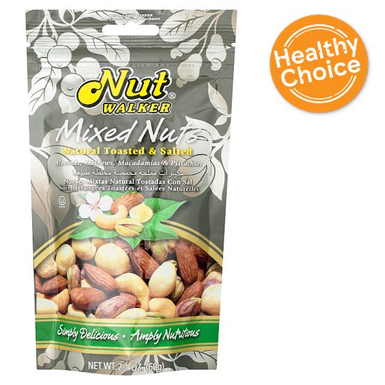 ราคาพิเศษ!! นัทวอล์คเกอร์ ถั่วรวมอบเกลือ 60กรัม Nut Walker Natural Toasted & Salted Mixed Nuts 60g