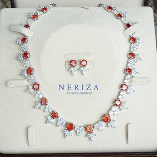 Neriza Jewelry/ชุดเครื่องประดับเพชรสังเคราะห์เกรดพรีเมี่ยม ประกายไฟเทียบเท่าเพชรแท้ จัดส่งฟรีพร้อมกล่อง NZC037