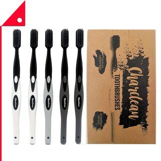 Charclean : CCLAMZ001* ชุดแปรงสีฟันชาร์โคล Charclean Activated Charcoal Infused Toothbrush 5pk.