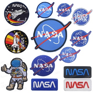 แผ่นแพทช์ ปักลายธงชาติกองทัพ NASA Iron On/Sew On Space Hook loop