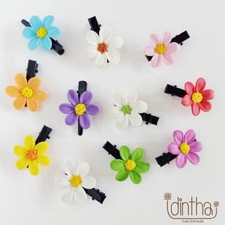 กิ๊บติดผมดอกเดซี่ งานปั้นจากดินไทย แบรนด์ ไอดินไทย idinthai Daisy hair clip ดอกเดซี่ กิ๊บติดผม