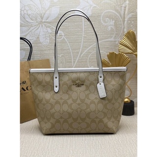 COACH F22969 MINI CITY ZIP TOTE IN SIGNATURE CANVAS