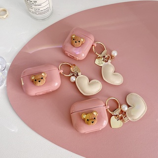 เคสหูฟัง รูปหมีน่ารัก สีชมพู สําหรับ airpods 1 2 3 pro gen 2 case cover