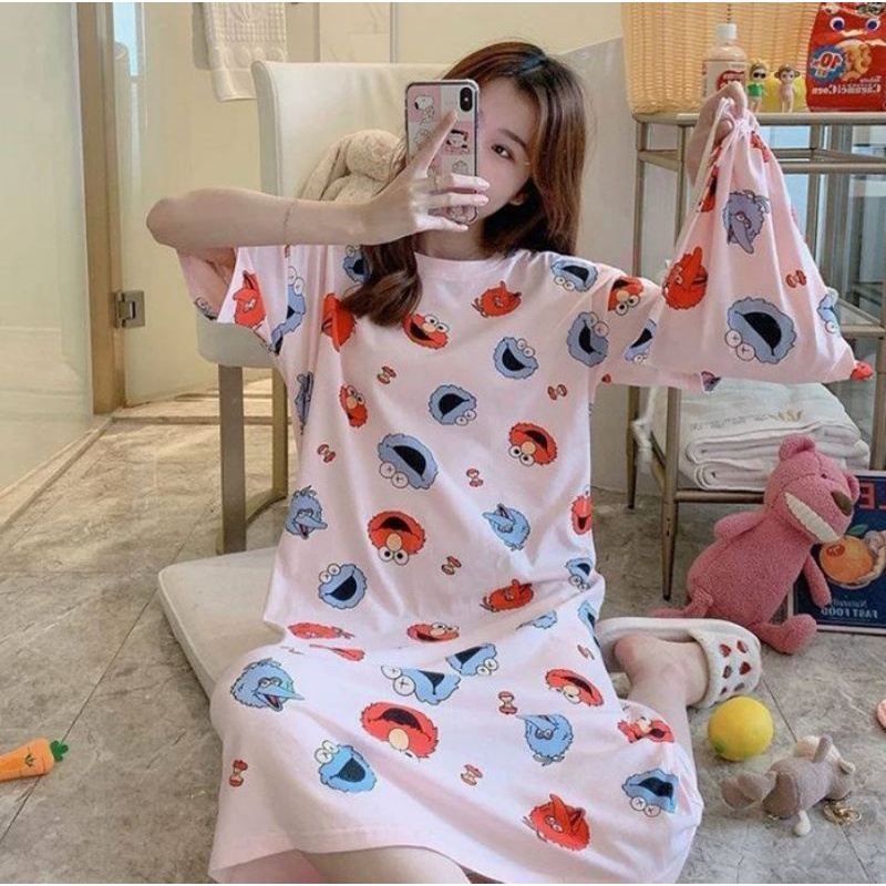 LADIES PYJAMAS NIGHT DRESS ( WITH POUCH ) - SIZE M - 2XL