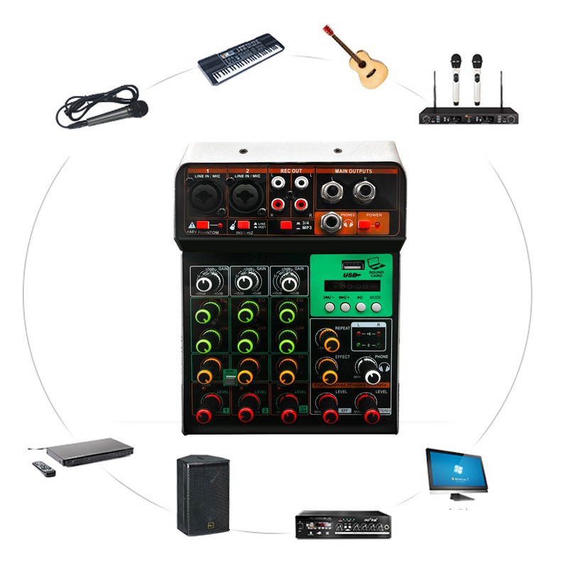 MX4 Audio Mixer 4 Channels Mini Musical Multifunctional PC Interface