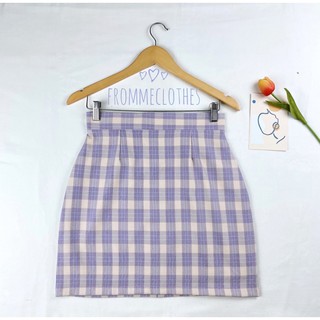 💜(XS-5XL)กระโปรงทรงเอลายสก็อตสีม่วงคิวท์ๆ ✂️สั่งตัดได้ค่ะ✂️