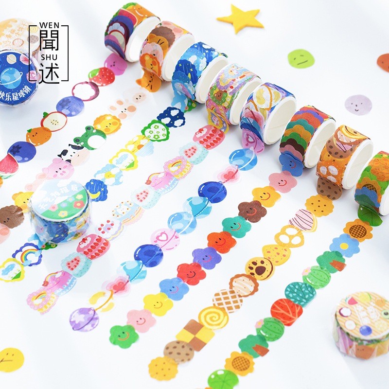 <พร้อมส่ง> รวม32ลาย🌈 สติ๊กเกอร์ม้วน 100ดวง มุ้งมิ้ง✨ น่ารัก สติ๊กเกอร์ตกแต่ง, เคื่องเขียน, เทปวาชิ