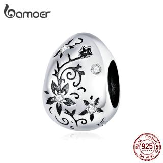 BAMOER 925 Silver Vintage Pattern Egg Charm For Original Bracelet&amp;Bangle Accessories