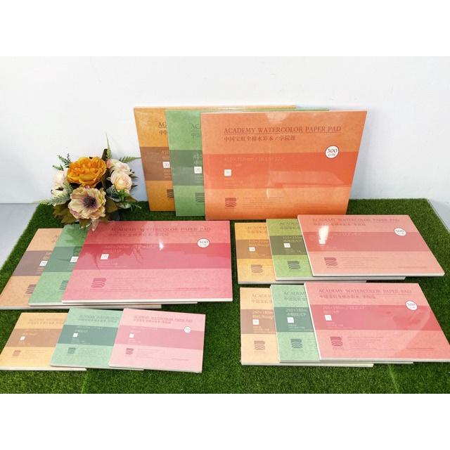 BaoHong 100% Coton Watercolor Paper 20Sheepts Watercolor Book 300g !!宝全棉水彩本300ก水彩纸圆本ผ้าฝ้าย100%