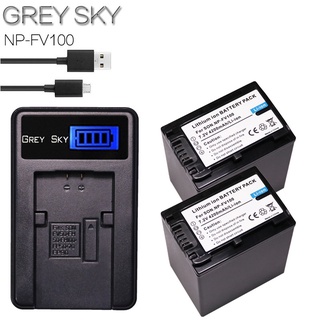 2Pcs 4200mAh NP-FV100 NP FV100 NPFV100 FV100 Battery + LCD USB Charger for SONY NP-FV30 NP-FV50 NP-FV70 SX83E SX63E FDR-