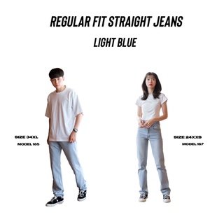 “Clearance sale” ยีนส์ทรงกระบอก Regular fit jeans - Light wash