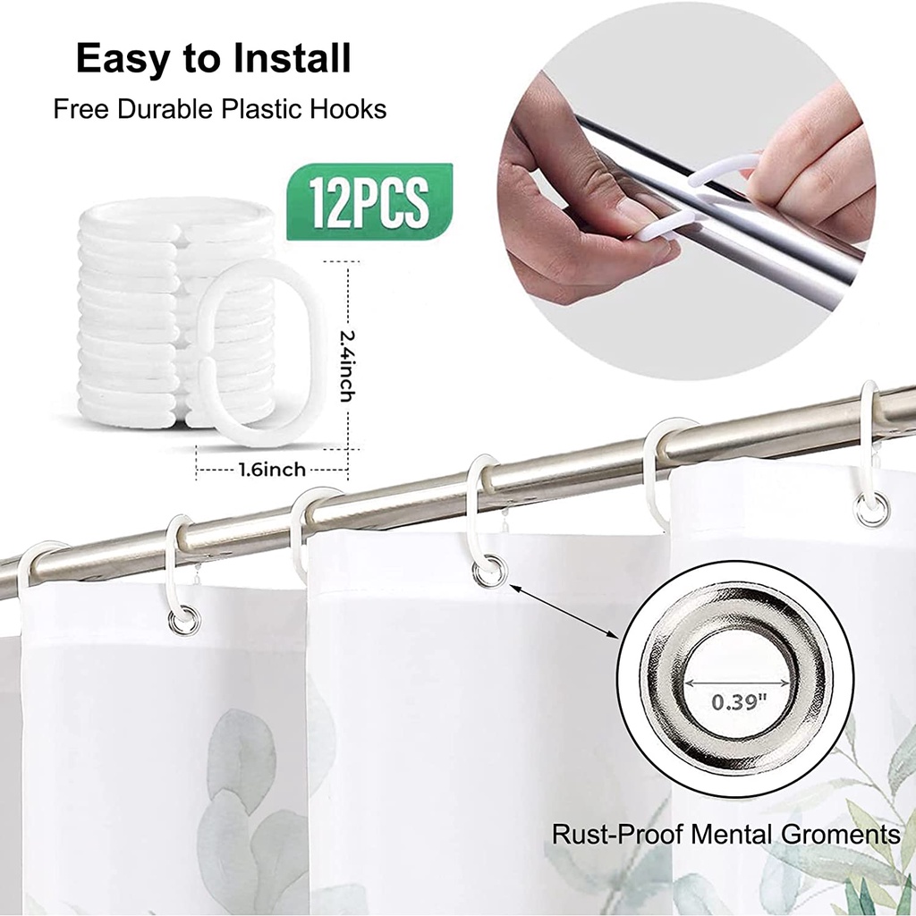 แนะนำ ผ้าม่าน ผ้าม่านห้องน้ำ ม่านห้องน้ำ ขนาดใหญ่ 180X180cm มีห่วงตะขอ12ตัว ม่านอาบน้ำพลาสติก กันน้ำ bath curtain_buildmaster ราคาพิเศษ มีเก็บเงินปลายทาง