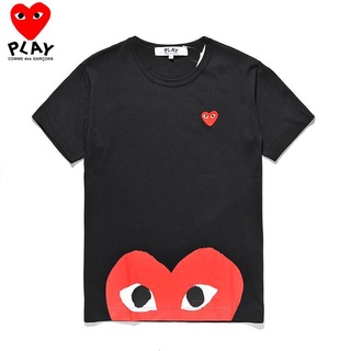 พร้อมส่ง ขายดี เสื้อยืดแขนสั้น พิมพ์ลาย COMME DES GARCONS CDG PLAY สีดํา สีขาว แฟชั่นคู่รัก สําหรับผู้หญิง