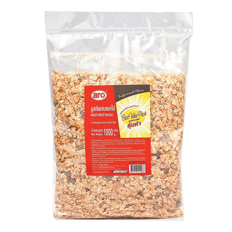 เอโร่ ซีเรียล มูสลี ผสม ผลไม้ 1000 กรัม Aro Cereal Muesli Fruity 1000 g