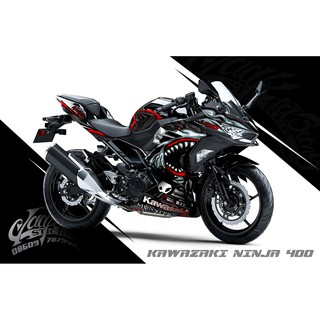 สติ๊กเกอร์ Full Body Kawasaki Ninja 400 ลาย ฉลาม V.1