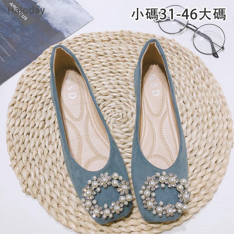 ขนาดใหญ่ขนาด(31-46)หญิงตั้งครรภ์รองเท้าแต่งงานรองเท้าแต่งงานย้อนยุคเวลาแบนสีแดงรองเท้าไม่เหนื่อยเท้ารองเท้าเดียวผู้หญิง เมล็ดถั่ว รองเท้าขนาดใหญ่46 45 44 43สบายพนักงานออฟฟิศเจ้