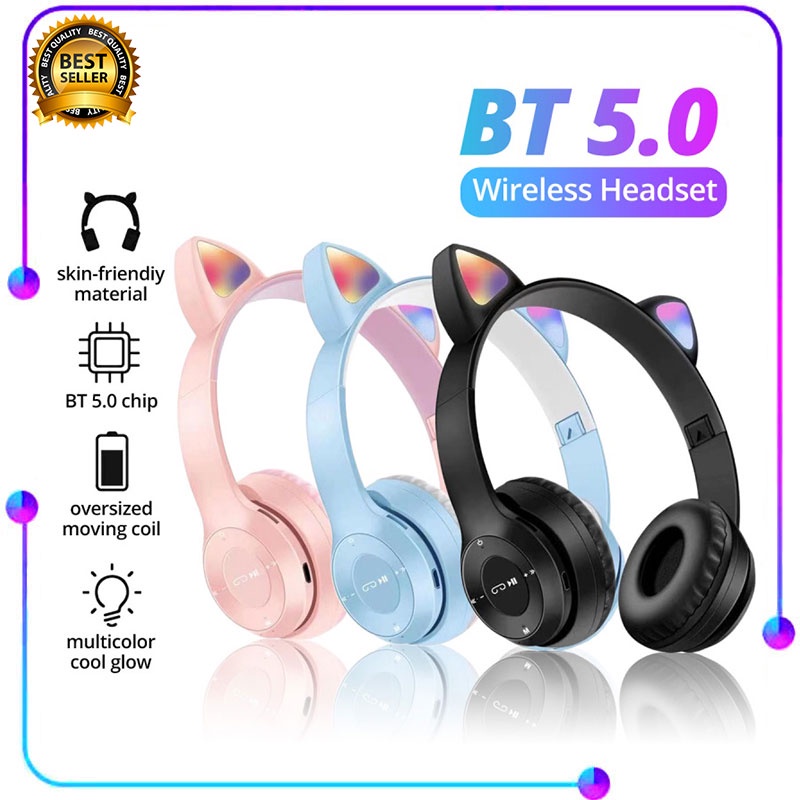 หูฟังหูแมว หูฟังไร้สาย หูฟังBluetooth หูฟังแบบครอบหู หูฟังเล่นเกม หูฟังน่ารัก หูฟังมีไฟ
