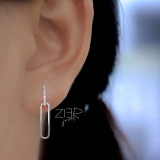 ต่างหูเงินแท้ 925 ประดับพลอยCZ Earring Silver 925 With Cubic Zirconia-(E27190297)