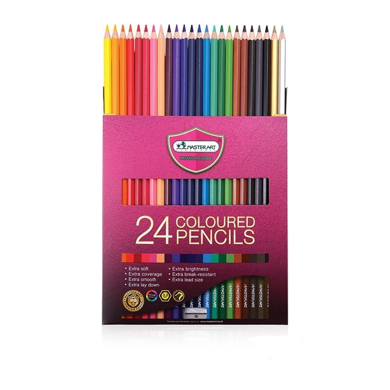 24สี แท่งยาว สีไม้ Master Art มาสเตอร์อาร์ต ดินสอสี พร้อมกบเหลา