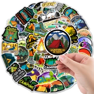 พร้อมส่ง!Camping outdoor travel การตั้งแคมป์ adventure สติกเกอร์ ตกปลา สเก็ตบอร์ด 50 ชิ้น sticker