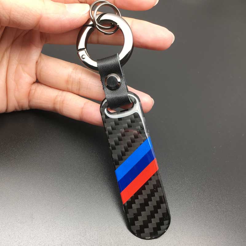 1pcs โลหะคาร์บอนไฟเบอร์โลโก้รถพวงกุญแจแหวนพวงกุญแจพวงกุญแจสําหรับ BMW Key Case Key Holder