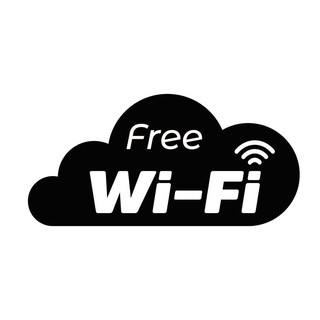 สติ๊กเกอร์ Free Wi-Fi พื้นดำ อักษรขาว ขนาด 20x10 cm ป้ายสติ๊กเกอร์ ติดง่าย สีไม่ซีด เป็นสติ๊กเกอร์ PVC