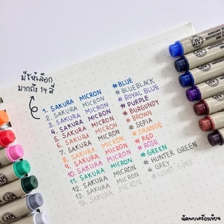 Sakura ปากกาพิกมา ปากกาตัดเส้น Pigma Micron รุ่น XSDK หมึกสีน้ำเงิน แดง เขียว กันน้ำ