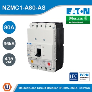 EATON Molded Case Circuit-Breaker (MCCB) 3P, 80A, 36kA ที่ 415VAC รหัส NZMC1-A80-AS สั่งซื้อได้ที่ร้าน Ucanbuys