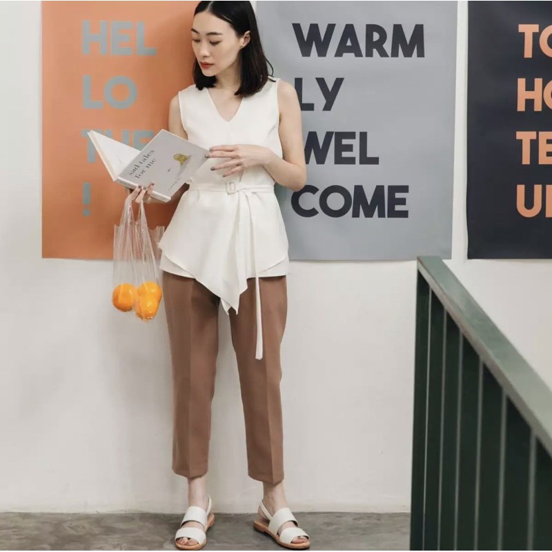 High Chino Pants สีแดง Burgundy แบรนด์Daily Squad