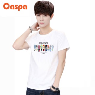 Caspa เสื้อยืดแขนสั้น 1 สี รุ่น S-593 ลายรองเท้า เสื้อยืดแขนสั้น สไตล์เกาหลีสําหรับผู้ชาย ผู้หญิง เสื้อแฟชั่น