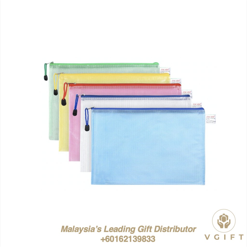 [12 ชิ้น] A3/A4 /A5/ A6 Size File Bag Zipper Zip File (กระเป๋าเดี่ยว) โฟลเดอร์กระเป๋าเอกสาร Office S