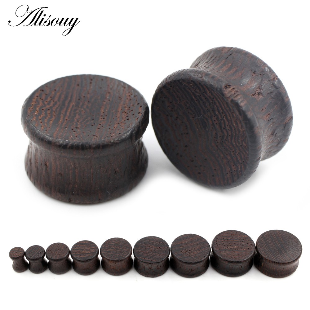 Alisouy 2 ชิ้น 6-22 มม.ไม้ Double Flared หู Expander เนื้ออุโมงค์ปลั๊กเครื่องวัด Stretcher Extender ต่างหูเจาะเครื่องประดับ