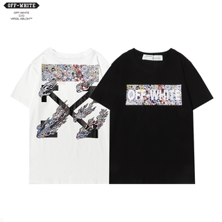 ราคาต่ำสุดOFF WHITE ผู้ชายและผู้หญิงแฟชั่นลำลองเสื้อยืดแขนสั้นS-3XL