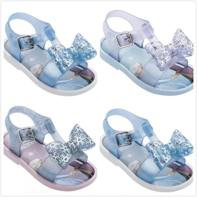 Frozen Melissa Children's Sandals Summer Girls Jelly Shoes Flat Bottom Princess Beach Shoes