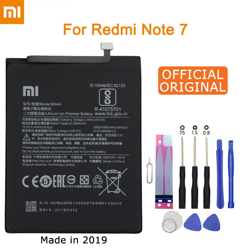 Xiao Mi Original Phone Battery BN4A 4000mAh for Xiaomi Redmi Note 7 High Quality Replacement Batteries Retail Package Fr