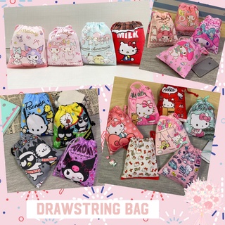 พร้อมส่ง ถุงผ้าหูรูดลายการ์ตูน Kitty Sanrio