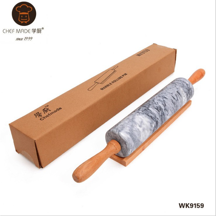 ไม้นวดแป้ง ไม้คลึงแป้ง CHEFMADE ลูกกลิ้งหินอ่อน ด้ามจับไม้ -  Wood Massage Powder Wood Reel Chefmade Roller Marble Wooden Handle