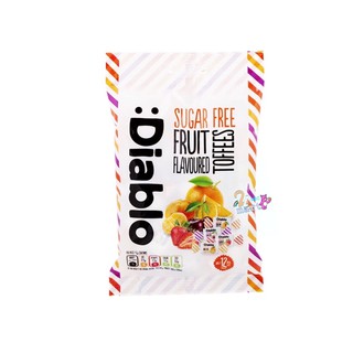 Diablo 🍉 Sugar Free Fruit Flavoured Toffees 75g เดียโบล ลูกอมรสผลไม้รวม ไม่มีน้ำตาล 75 กรัม