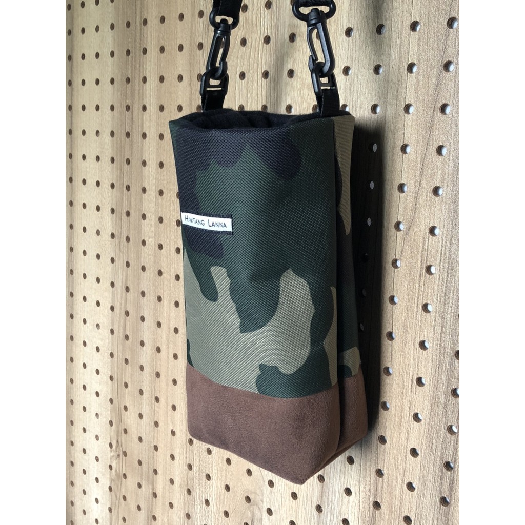 CAMOUFLAGE PATTERNS Cup bags กระเป๋าใส่แก้วน้ำ  ลายพรางเท่ห์ๆ กับก้นผ้าหนังกลับ