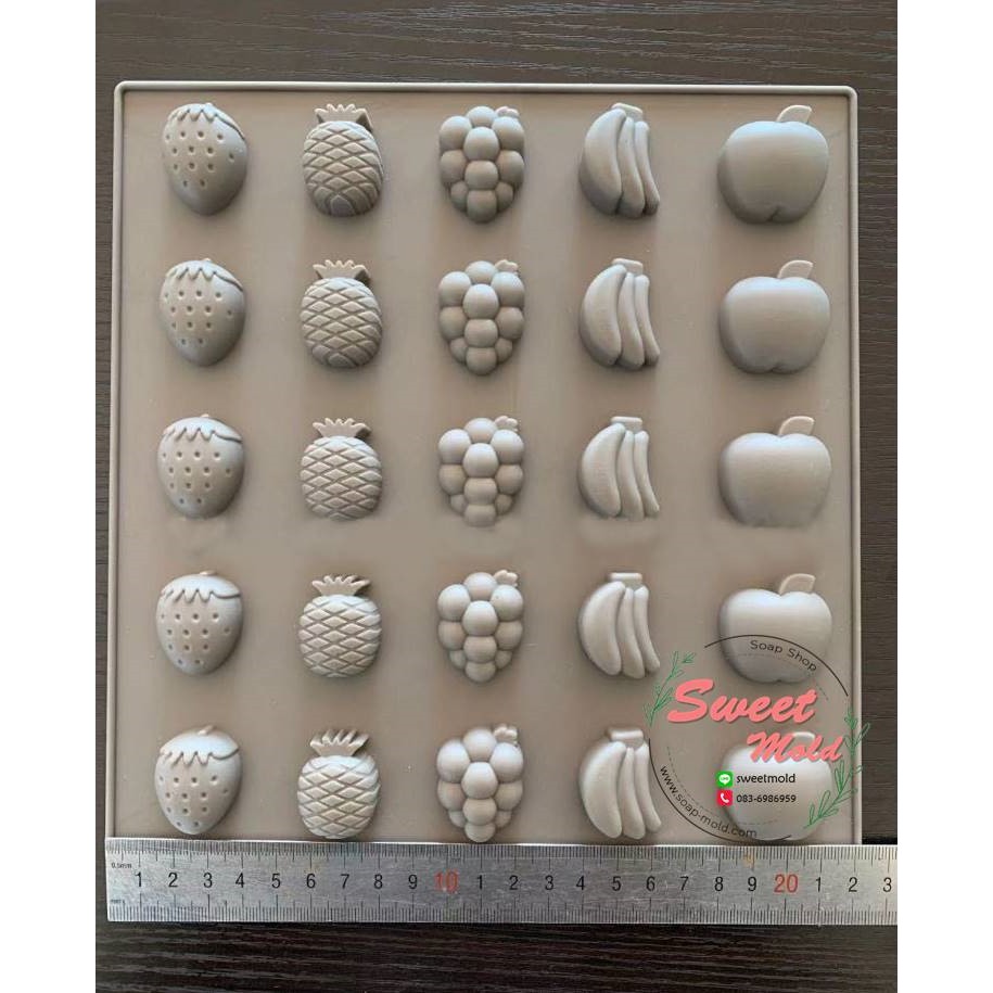 (คละสี) แม่พิมพ์ผลไม้ 25ช่อง ขนาด10กรัม รหัสสินค้า: 007286