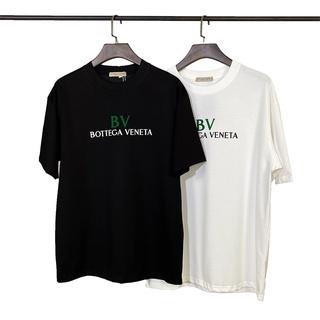 B&amp;v เสื้อยืดแฟชั่น พิมพ์ลายโลโก้ตัวอักษร เรียบง่าย หน้าร้อน สําหรับคู่รัก