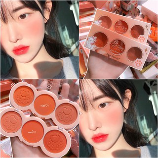 บลัชออน Kiss Beauty Blusher 🍑🍑 3ช่อง รูปแมว น่ารัก.